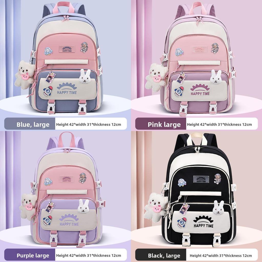 Rocket Girl Backpack With Waterproof Canvas For Middle School Students