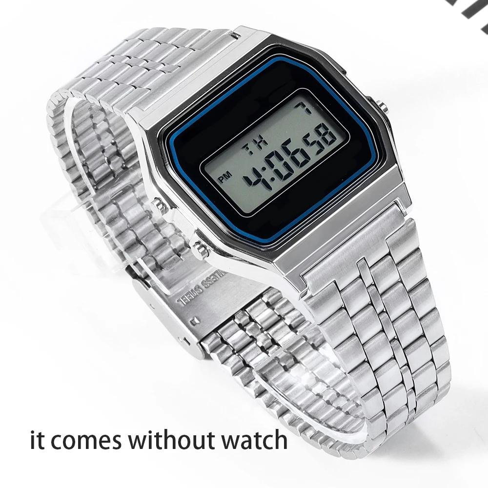 Vintage Metall Uhrenarmband für Casio SGW400 F91W F84 F105/108/A158/168 AE1200/1300 Hohe Qualität 18mm Edelstahl Armband