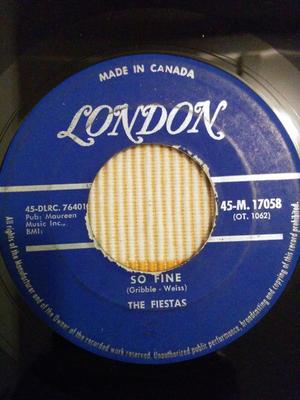 7inch Record FIESTAS - So Fine / Last Night I Dreamed 45M17058 London Records 1959 UK Soul/Funk Used