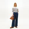 Tommy Hilfiger Elegant Commuter Metallic Buckle Mock Neck Striped Pullover Fitted Knit Sweater Women Tops WW0WW47467