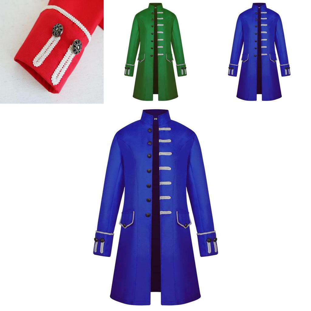 Medieval Renaissance Men Steampunk Jacket Gothic Retro Uniform Windbreaker Coat