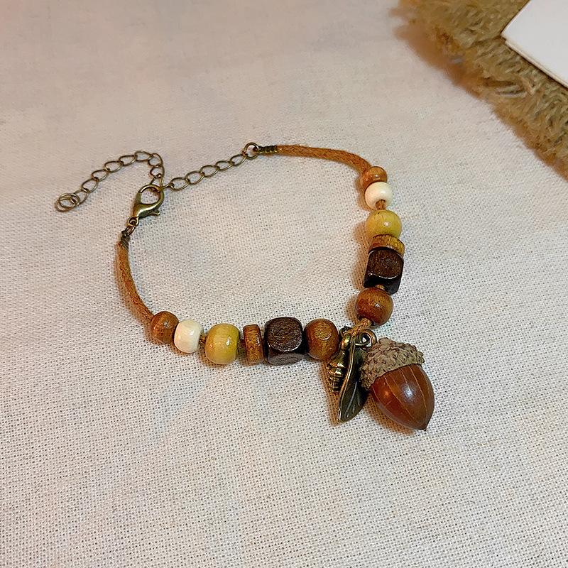 New dried fruit pendant necklace women's new Chinese retro beaded collarbone chain bracelet with