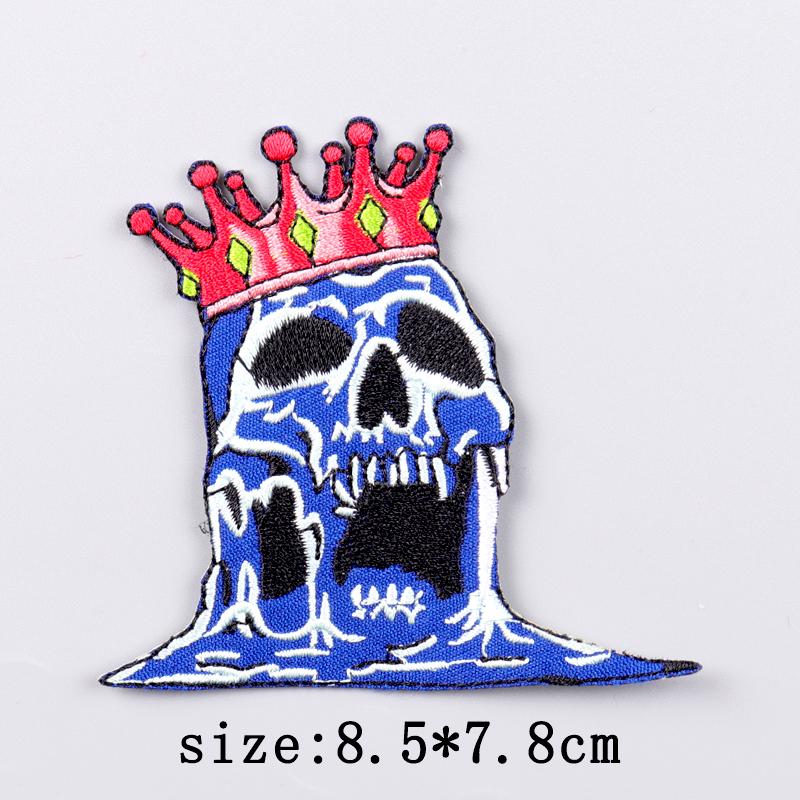 Hip Hop Punk Stickerei-Aufnäher für Kleidung Horror Totenkopf Aufnäher Aufbügel-Aufnäher für Kleidung Thermoklebende Aufkleber Abzeichen