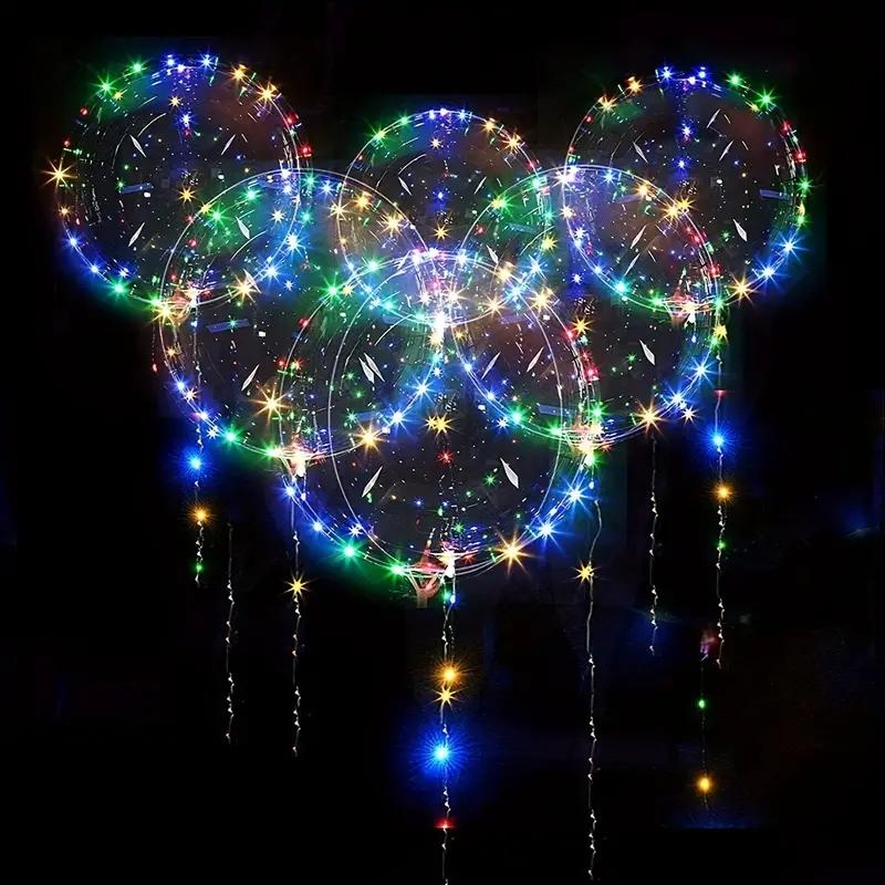 4 st LED-ballonger med ljus lysande transparenta Bobo-ballonger bröllopsfödelsedagsfest dekoration LED-ljusballong
