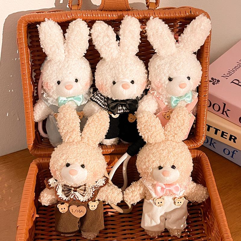 Long-Eared Rabbit Plush Keychain - Handmade Cartoon Pendant Ornament