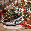 Ensembles uniques de maisons de Village de noël, Figurines d'affichage de Train rotatif, lumière LED musicale, décoration de vacances à piles