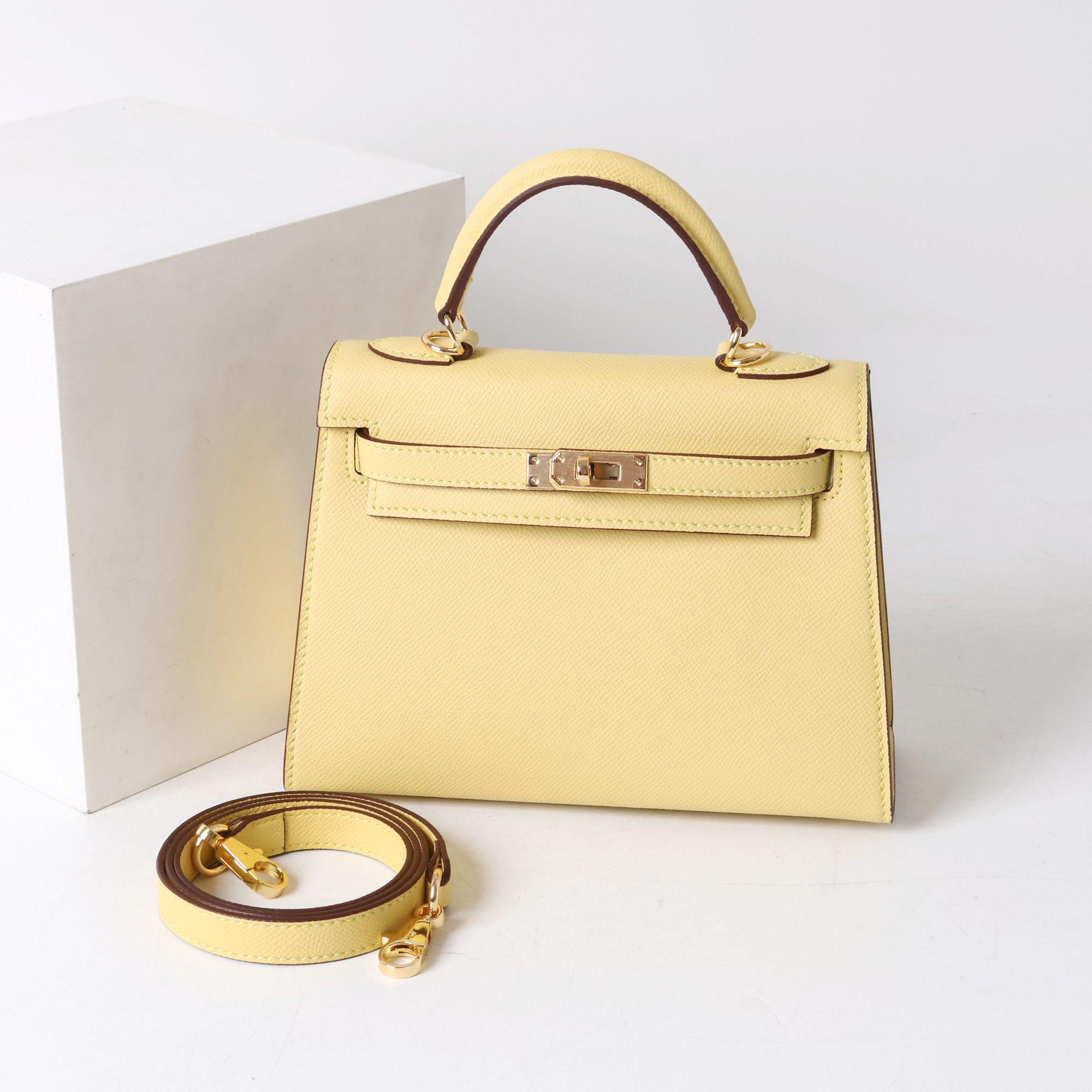 

Жіноча сумка кросбоді на плече з натуральної шкіри - Модна сумочка з коров ячої шкіри в стилі Келлі другого покоління 19 (Fits iPhone Standard)