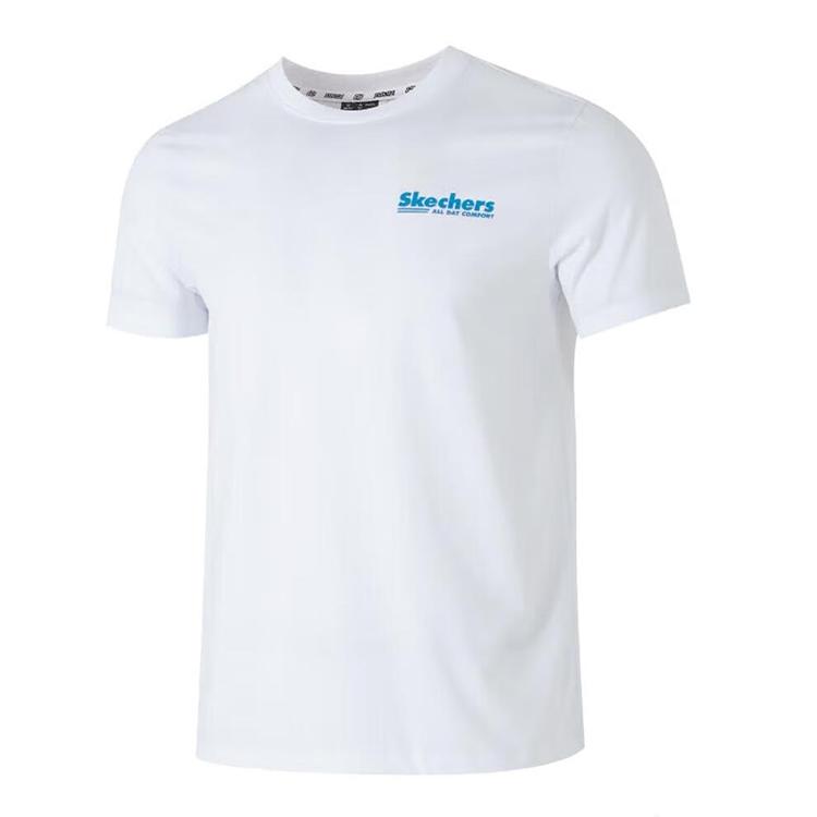 Skechers Colorful Casual Series Round Neck Loose Short Sleeve T-Shirt Unisex tops Bright-White FHL223U057A-0019 M