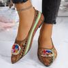 Damen Mittelgröße Metallschnalle Niedriger Absatz Graffiti Spitzschuh Tiefe Ausschnitte Ballerinas Retro Römischer Stil Neue Herbstschuhe