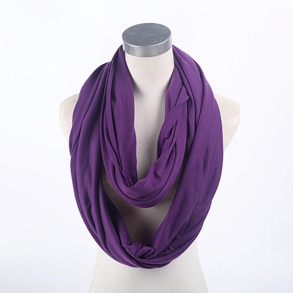 Soft Infinity Scarf Solid Color Loop Scarf Fashion Circle Scarf  for Women