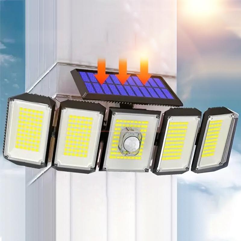 

Solar Lights Outdoor, Solar Motion Sensor Lights 4Head Outdoor Lights with Wide Angle Wireless Security Light for Fence Patio