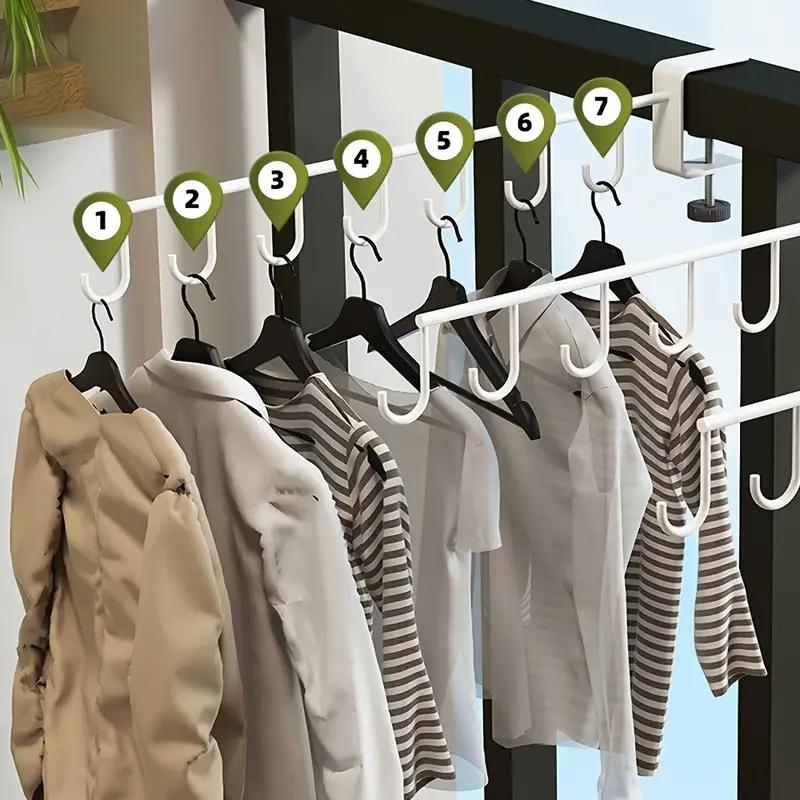 Подвесная вешалка для одежды с крючками сушилка для одежды без перфорации прочный стержень для хранения одежды белый 879₽