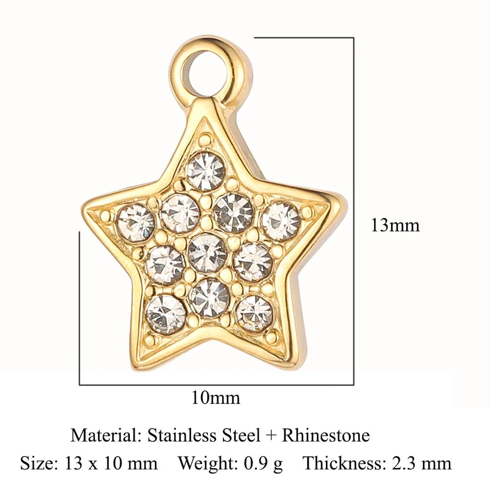 Sun Evil Eye Mirror Polished 316 Stainless Steel DIY Charm Moon Hamsa Hand Zircon Jewelry Star Heart Necklace Pendant