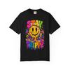 Stay Trippy Melting Smiley T-Shirt | Psychedelic Mushroom Graphic
