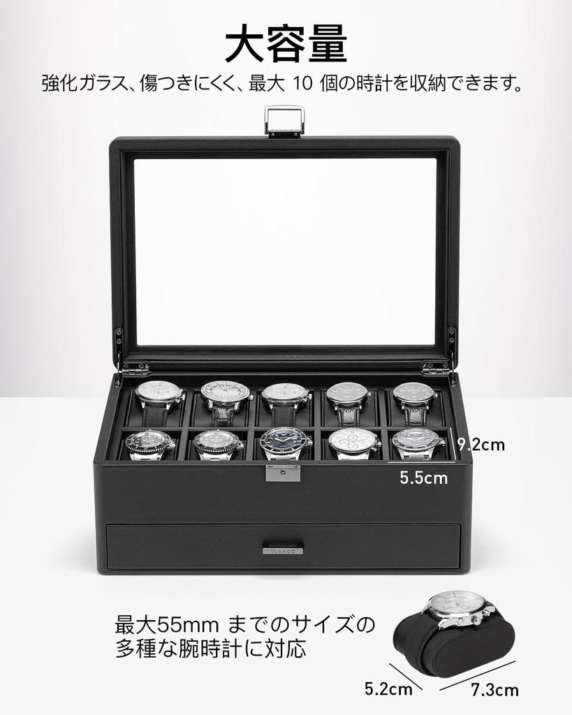 Vlando PU Hodinky Pojme 10 Úložný Doplněk Displej Narozeninový Dárkový Pouzdro, Hodinky, Dvoupatrový Design, Pánská Krabička, Pouzdro, Pouzdro, Organizér,