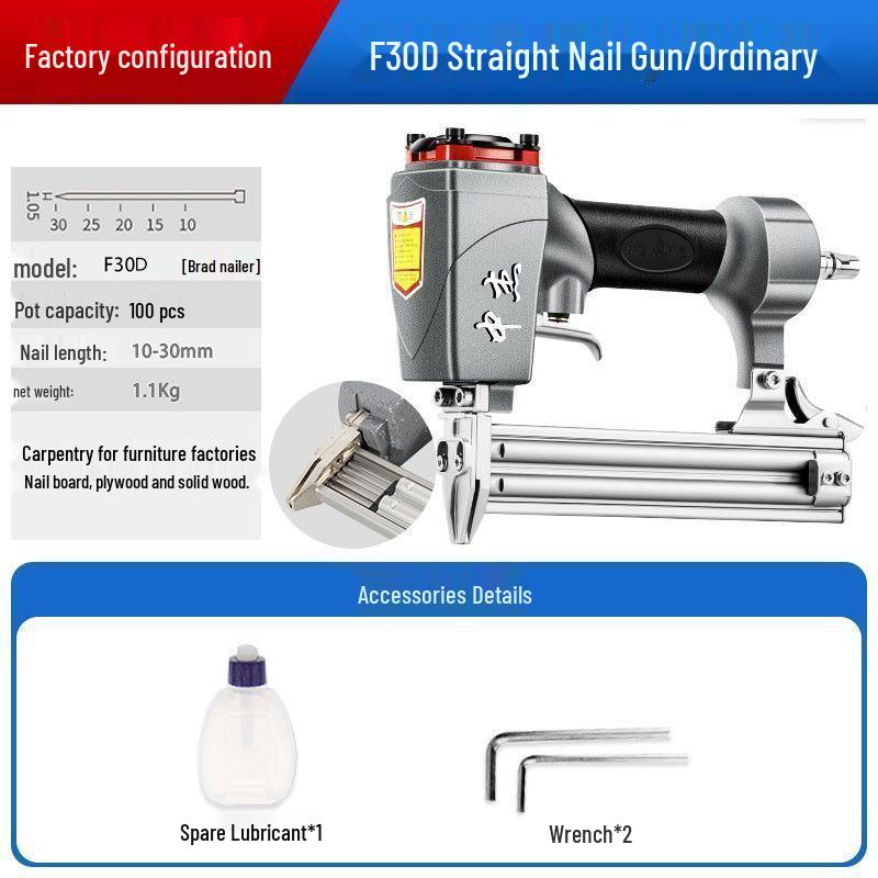 Pneumatic Brad Nailer F30T50, T64 Steel & Staple Nail Gun for Ceiling and Woodworking.