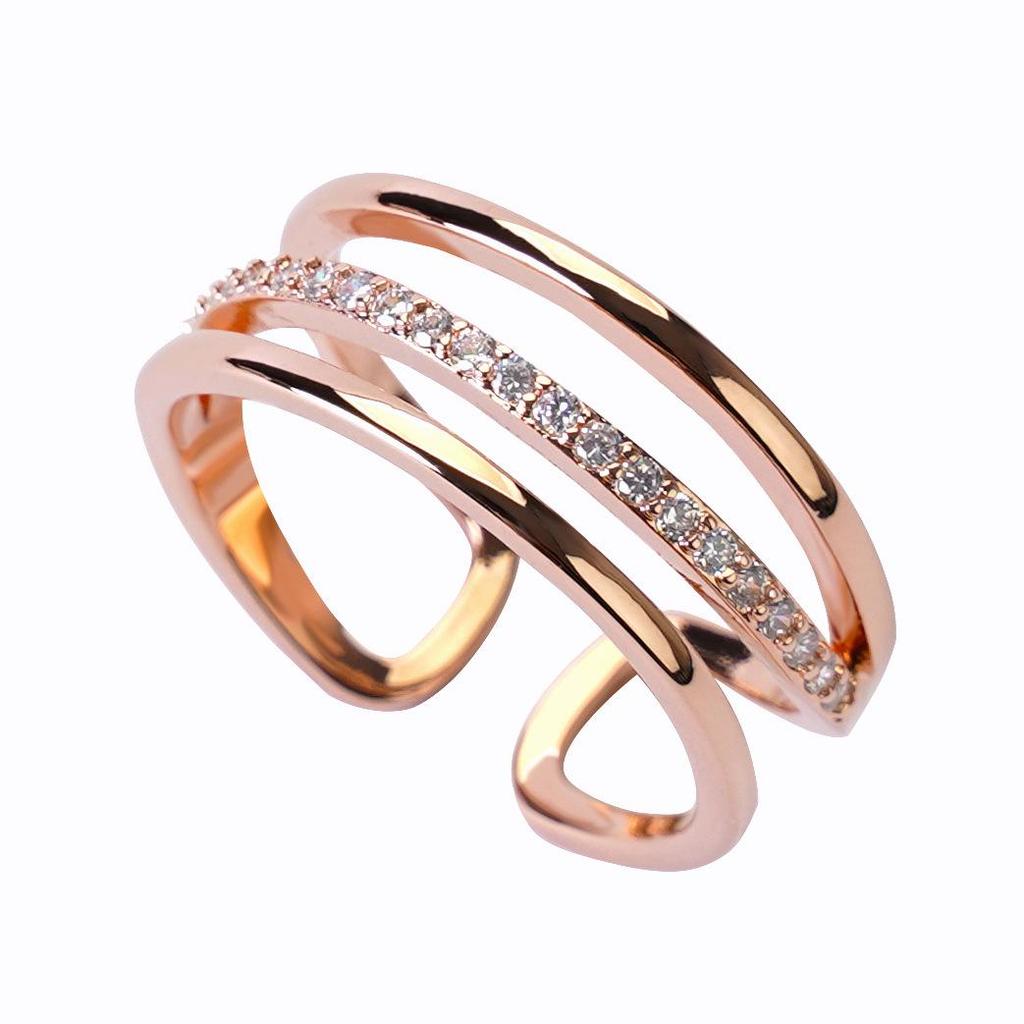 Women's Silver Micro-Pavé Diamond Index Finger Ring - Korean-Japanese Light Luxury Design