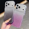 KEYSION Gradient Glitter Jewelled Phone Case for iPhone 16 17 Pro Max Air 16 Plus Wavy Border Lens Protector Shockproof Cover