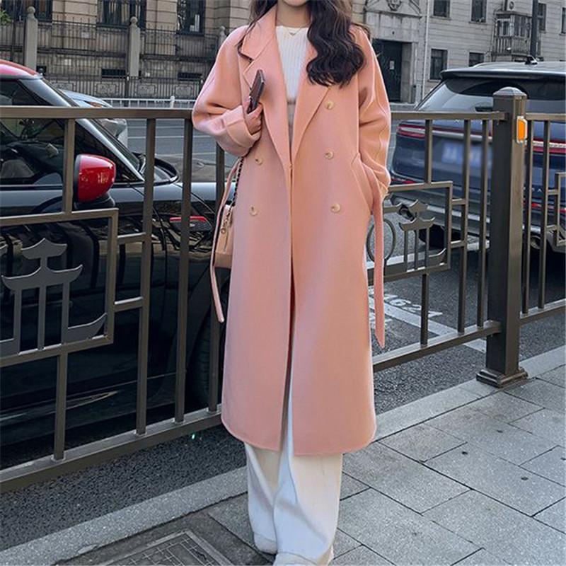 Tooxika New Autumn And Winter Commuter Solid Color Wool Coat For Women Mid-length Lace-up Wool Coat