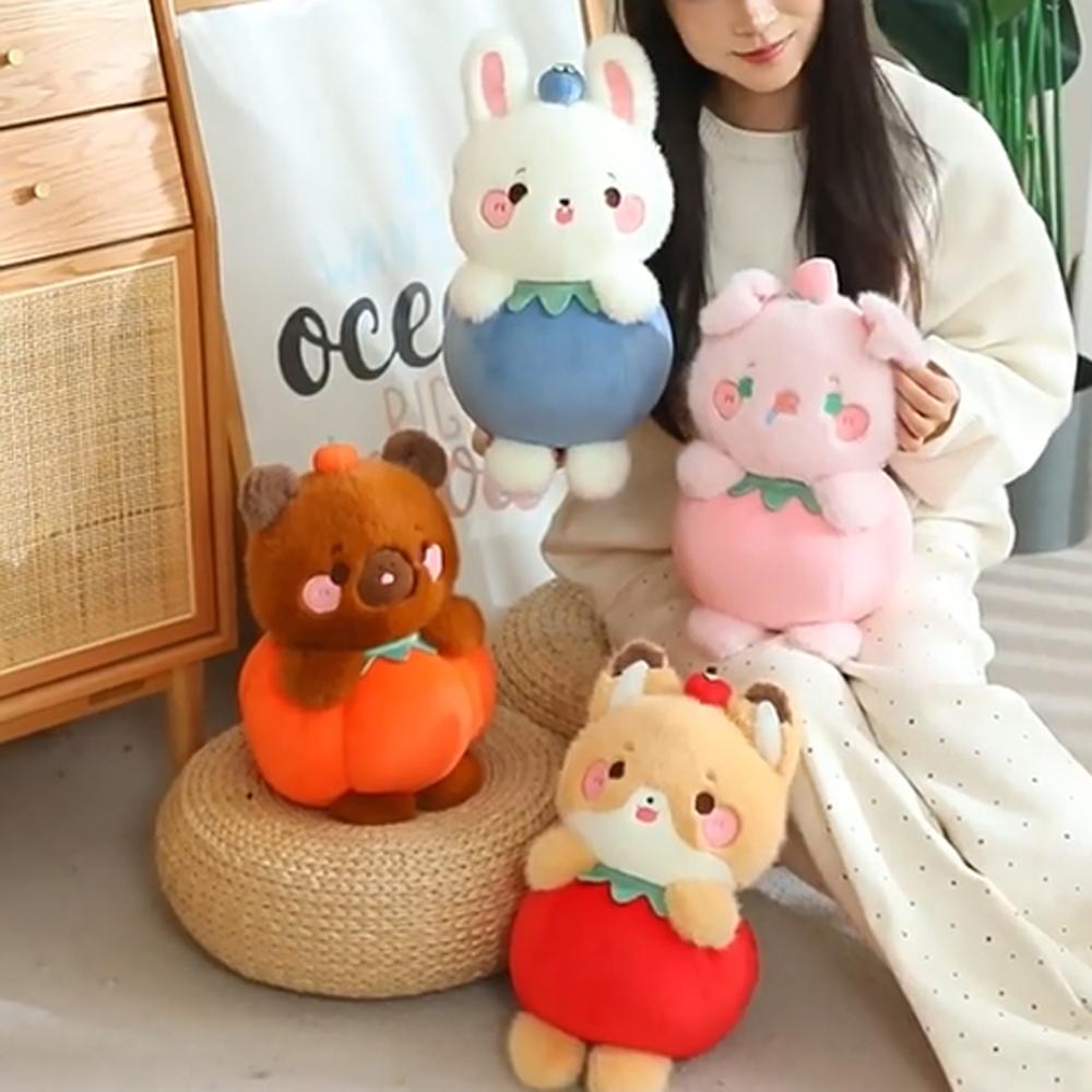 Chien Fruit Animal Peluche Jouet Cochon Lapin Poupée en Peluche Mignon Chapeau Citrouille Capybara Poupée en Peluche Décoration de Chambre