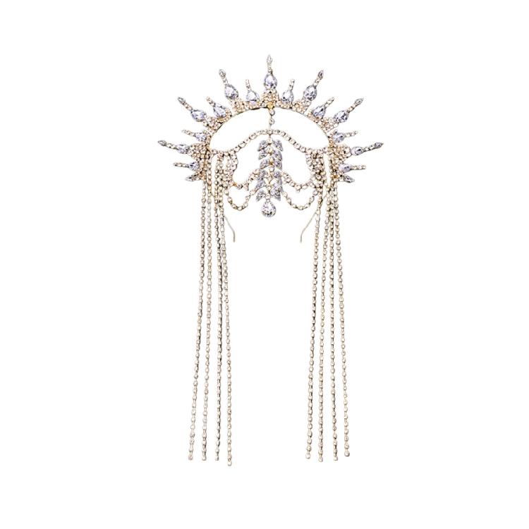Crystal Tassels Hairband Crowns Tiaras Hair Ornament for Women Stage Show Costume Formal Occasion Photography Headwear