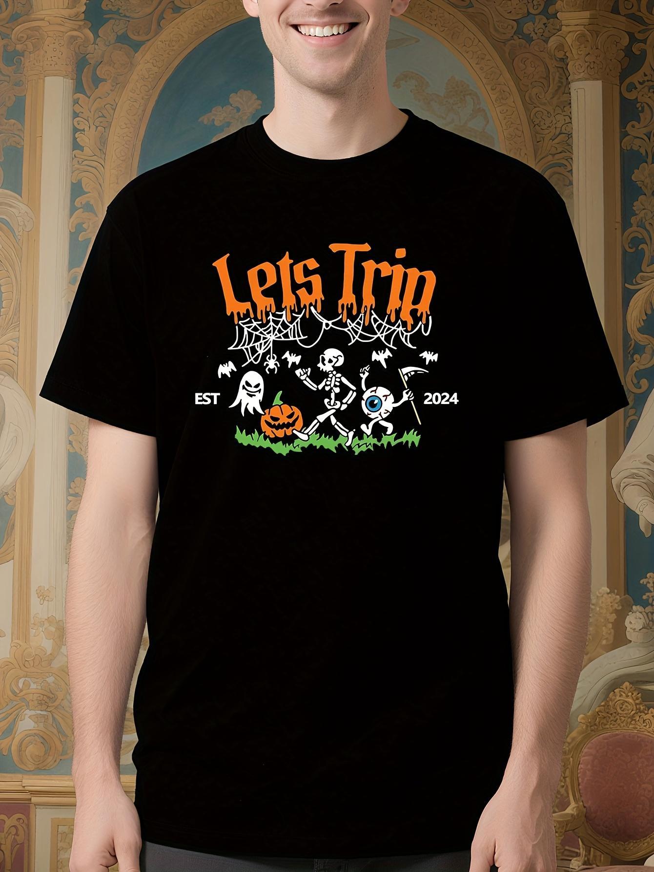 Halloween Graphic Tshirt - LET S Trip Pumpkin and Skeleto... S