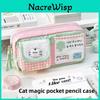 Trousse à crayons créative pour filles avec motif chat, en tissu et design élégant