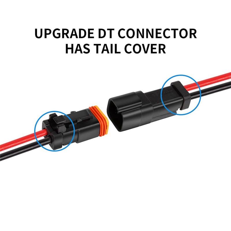 6 Pair DT 2 Pin Pigtail Kit Male Female Connector Adapter Socket Wiring Harness For LED Work Light Bar Black Accessories-A28K