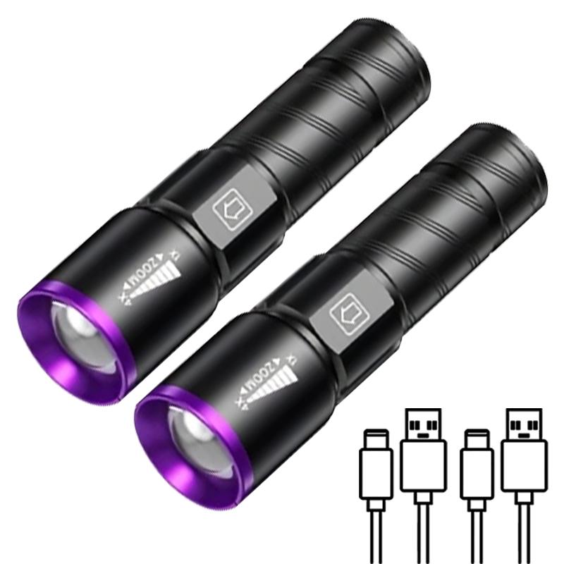 UV Flashlight LED Ultraviolet Torch Zoomable Mini Ultra Violet Lights 395/365nm Inspection Lamp Pet Urine Stain Detector Tools