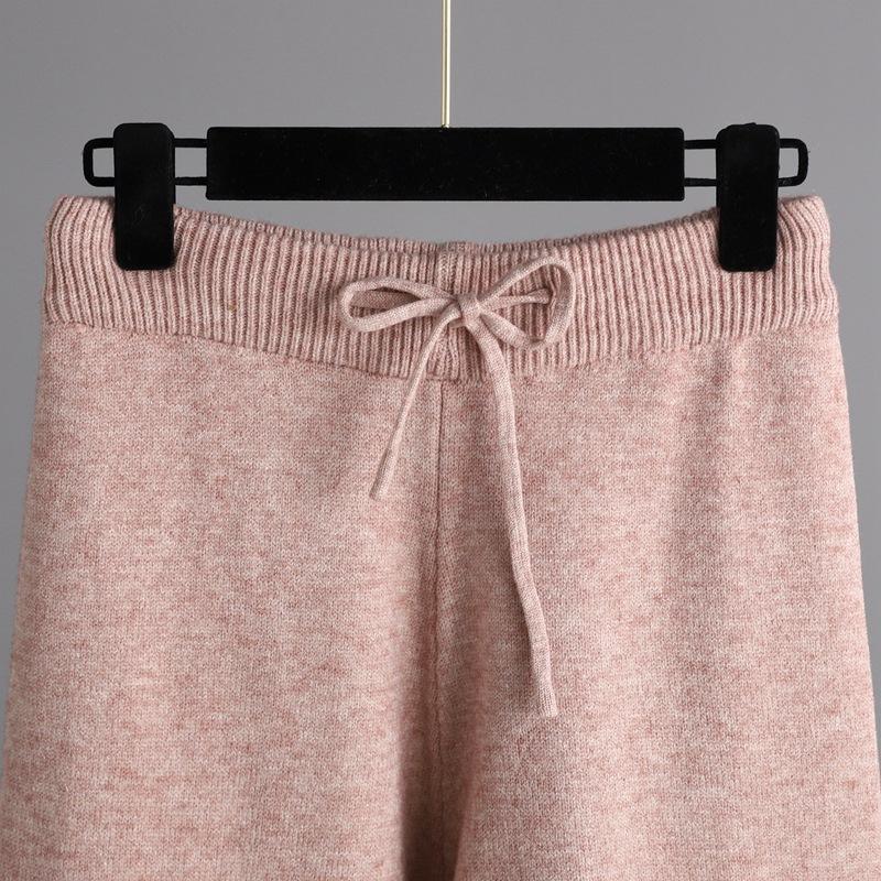 GMXIA Podzimní a zimní pletená souprava pro ženy: Stylový svetr s polovyvýšeným límcem, silnou vrstvou a volným dvoudílným svrchním oděvem