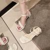 Summer Style Casual Simple Solid Color Square Toe Open Toe Buckle Strap Square Heel Medium Heel Fashion Sandals