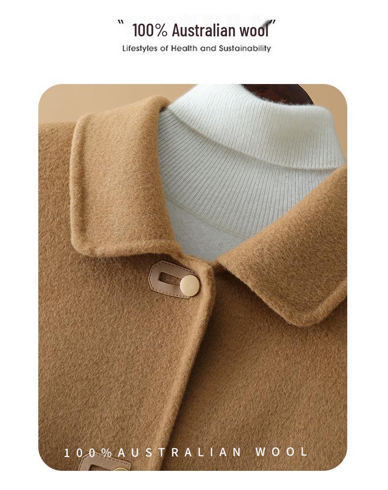 2024 Autumn/Winter Women's Elegant Petite Handmade Double-Faced Wool Short Coat