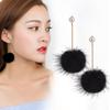 Day Earrings Autumn And Winter Fashion Exaggerated Mink Hair Ball Long Hair Ball Earrings Stud Earrings Women'S Jewelry