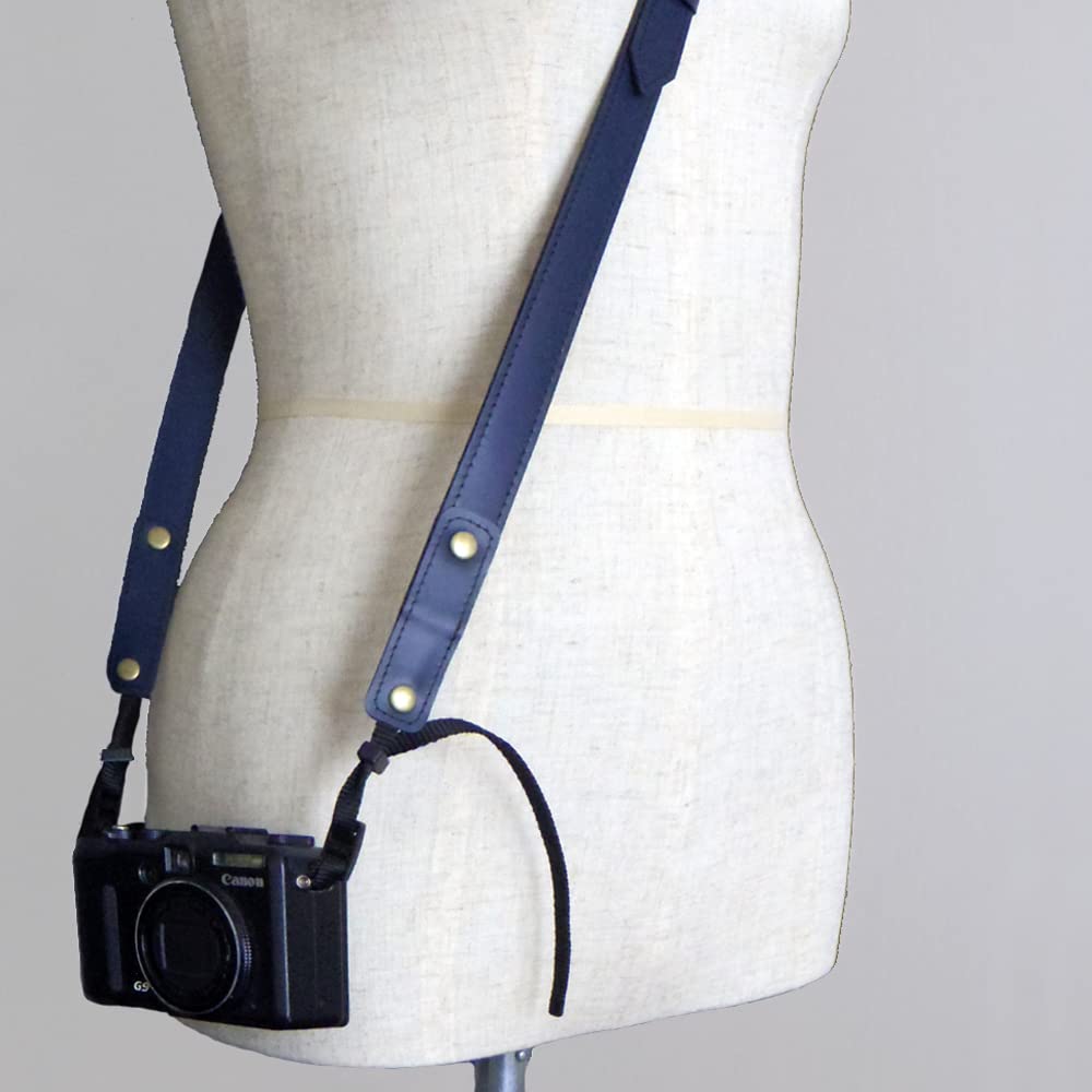 leather camera strap made by a domestic bag shop Dress-up (compact black)