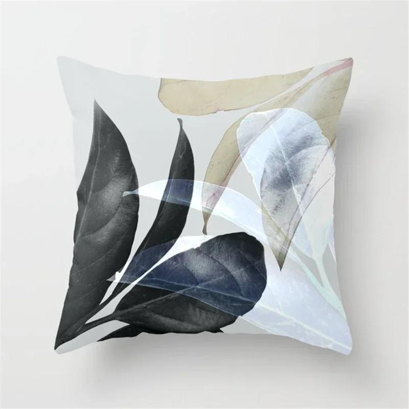 New Deep Blue Nordic Geometry Double-Sided Printed Pillow Cover Short Plush Suitable Living Rooms Bedrooms Throw Cushion Cover