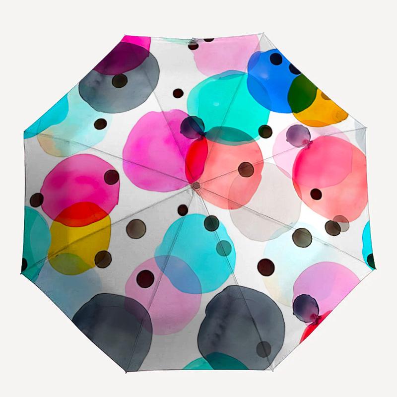 1pc Watercolor Circles Automatic Open/Close Umbrella - Compact Travel Umbrella, Gift for Birthday, Christmas, Anniversar Yy251208192