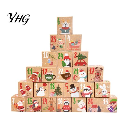 Winter Atmosphere Party Supplies 24 Pcs DIY Christmas Advent Calendar Boxes, Days Countdown Gift Box, Decorative Boxes for Treats Empty Cardboard