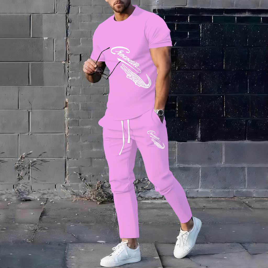 Summer Comfortable Sports Suit Men's Running Fitness Suit Short-sleeved Trousers Quick-drying Two-piece Set