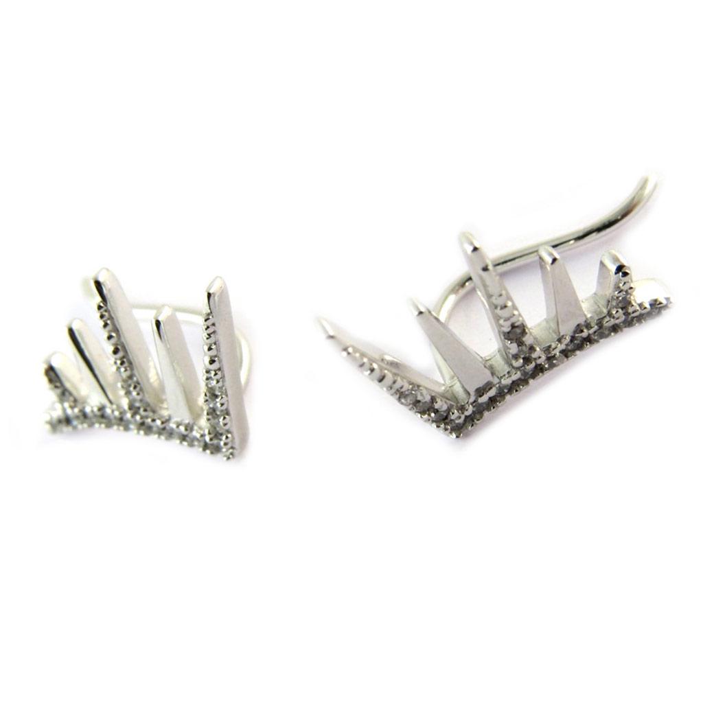 Les Trésors De Lily [N6239] - White 'Sissi' Silver Hoop Earrings (rhodium-plated)