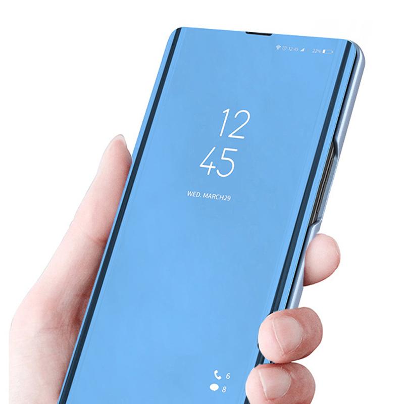 

For Samsung Galaxy A13 4G Smart View Window Flip Cover PU Leather Electroplate Stand Mirror Bookstyle Case Black