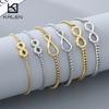 Minimalist Infinity Charm Bracelet for Women Men Polished Stainless Steel Zircon Jewelry Ideal for Gifts & Daily Wear Gold Color