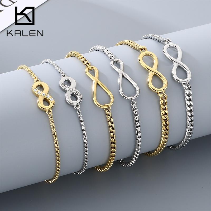 Minimalist Infinity Charm Bracelet for Women Men Polished Stainless Steel Zircon Jewelry Ideal for Gifts & Daily Wear Gold Color