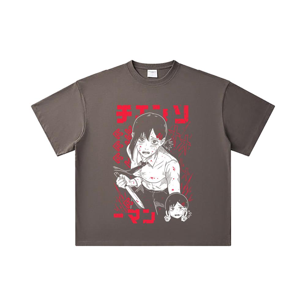260 GSM Double Yarn 32 Count 100% Cotton Chainsaw Man V14 Kobeni Print Unisex Heavy Cotton T Shirt