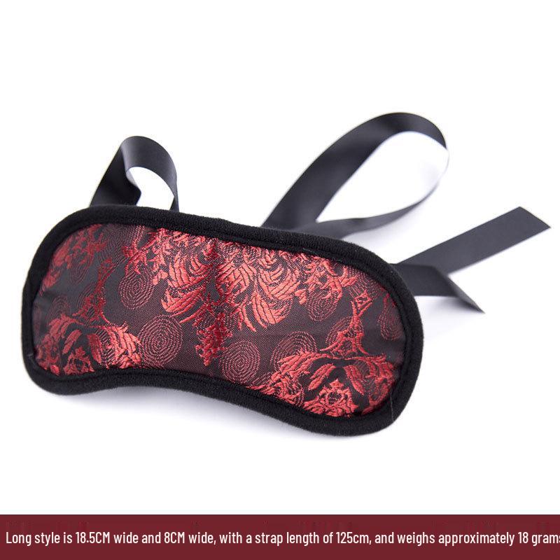 Retro Court Chinese Style Fabric Restraint Set: Foot Cuffs, Gag Ball, Eye Mask, Leash, Collar.