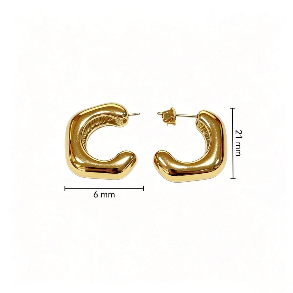 Creative Gold Half-Square Stainless Steel Stud Earrings
