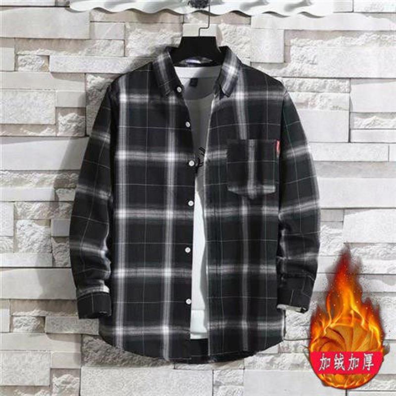 

Утолщенная теплая рубашка мужская повседневная рубашка в клетку XL