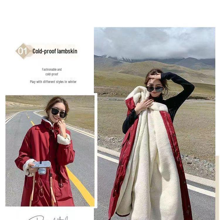 Women's Plus Size Long Velvet Padded Parka - Thick, Warm, Plush Winter Windbreaker