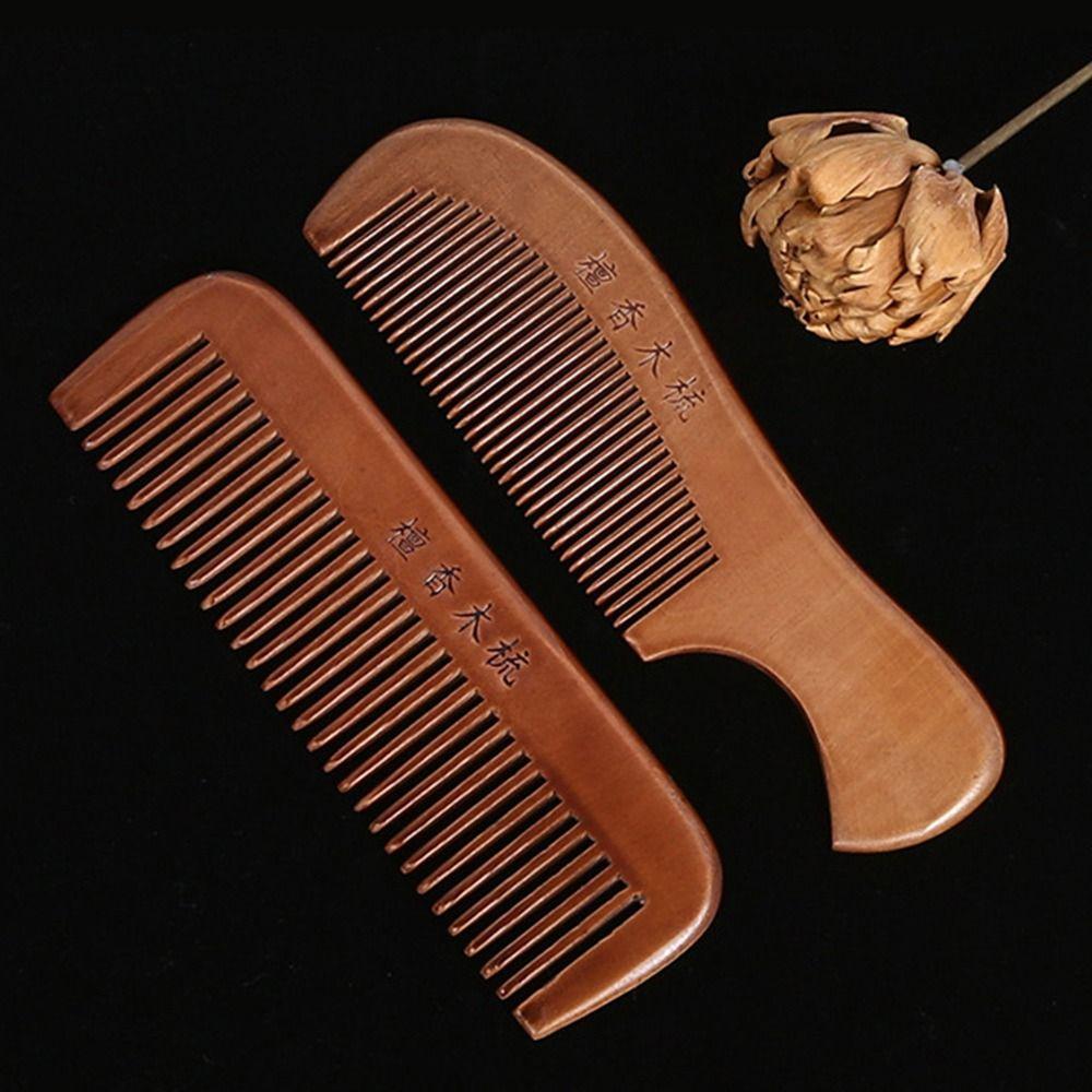 2PCS Fine Tooth Hair Comb Anti-static Peach Wooden Comb Hair Care Tool Beauty Accessories