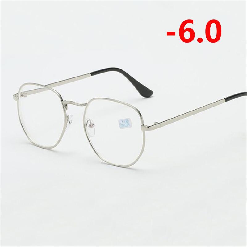 

-1.0 -1.5 -2.0 To -6.0 Student Myopia Glasses Finished Golden And Black Frame Blue Film Short Sight Eyewear Prescription Glasses