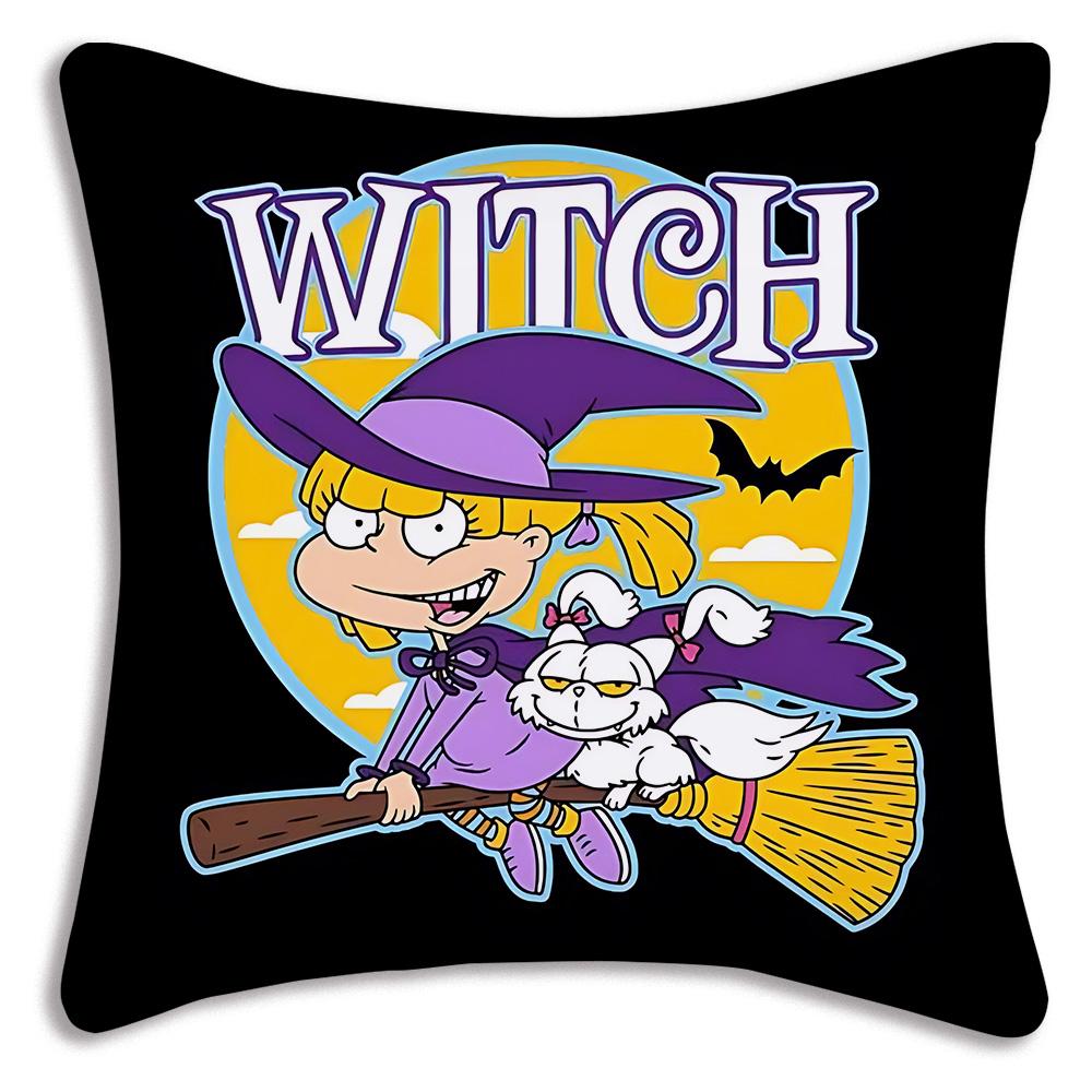 Cartoon Funny R-Rugrats Pillow Covers Cartoon Sofa Decorative Home Double-Sided Printing Short Plush Cute Cushion Cover